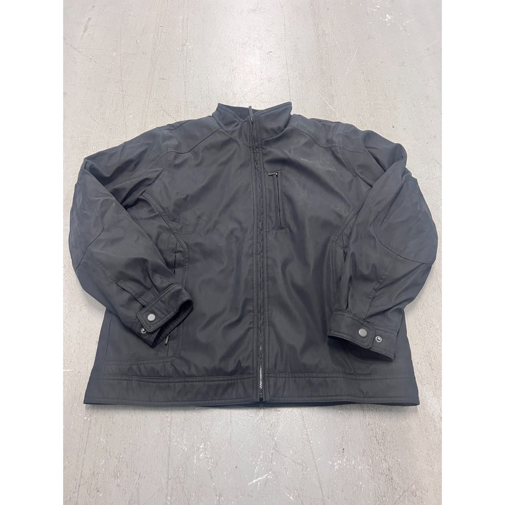 London Fog Work Jacket Mens XL Black Flannel Lined Full Zip Windbreaker Gorpcore